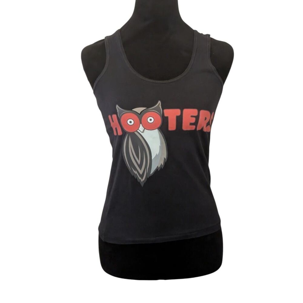 Ripple Junction Hooters Y2K Graphic Fitted Stretch Tank Top Black, Medium